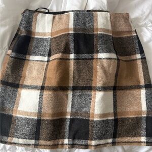 Amazon Plaid Mini Skirt in Black, Brown, and White